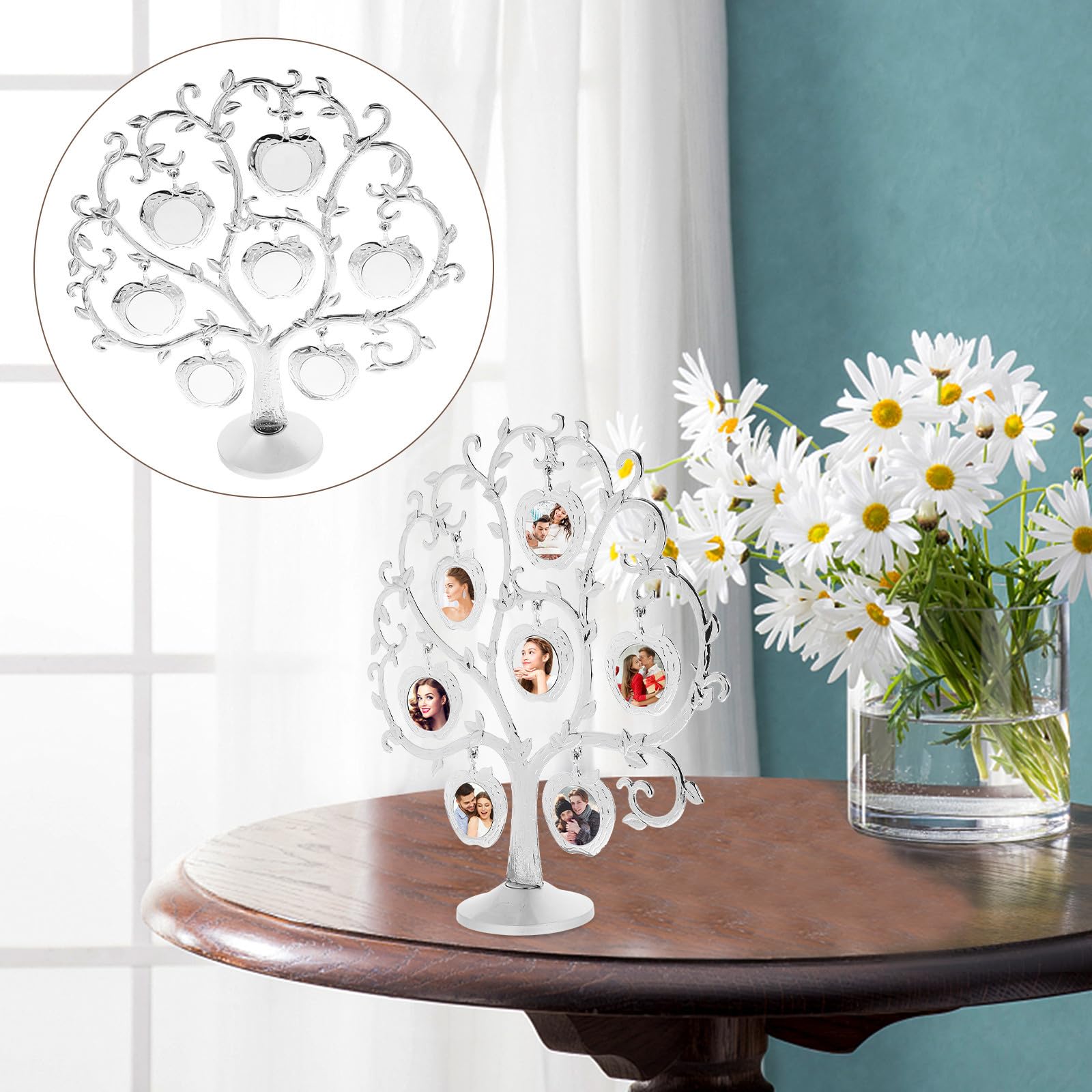 Marco de Fotos de Mesa Portafotos en Forma de Árbol de Metal, Decorativo y Práctico, para Boda y Decoración del Hogar