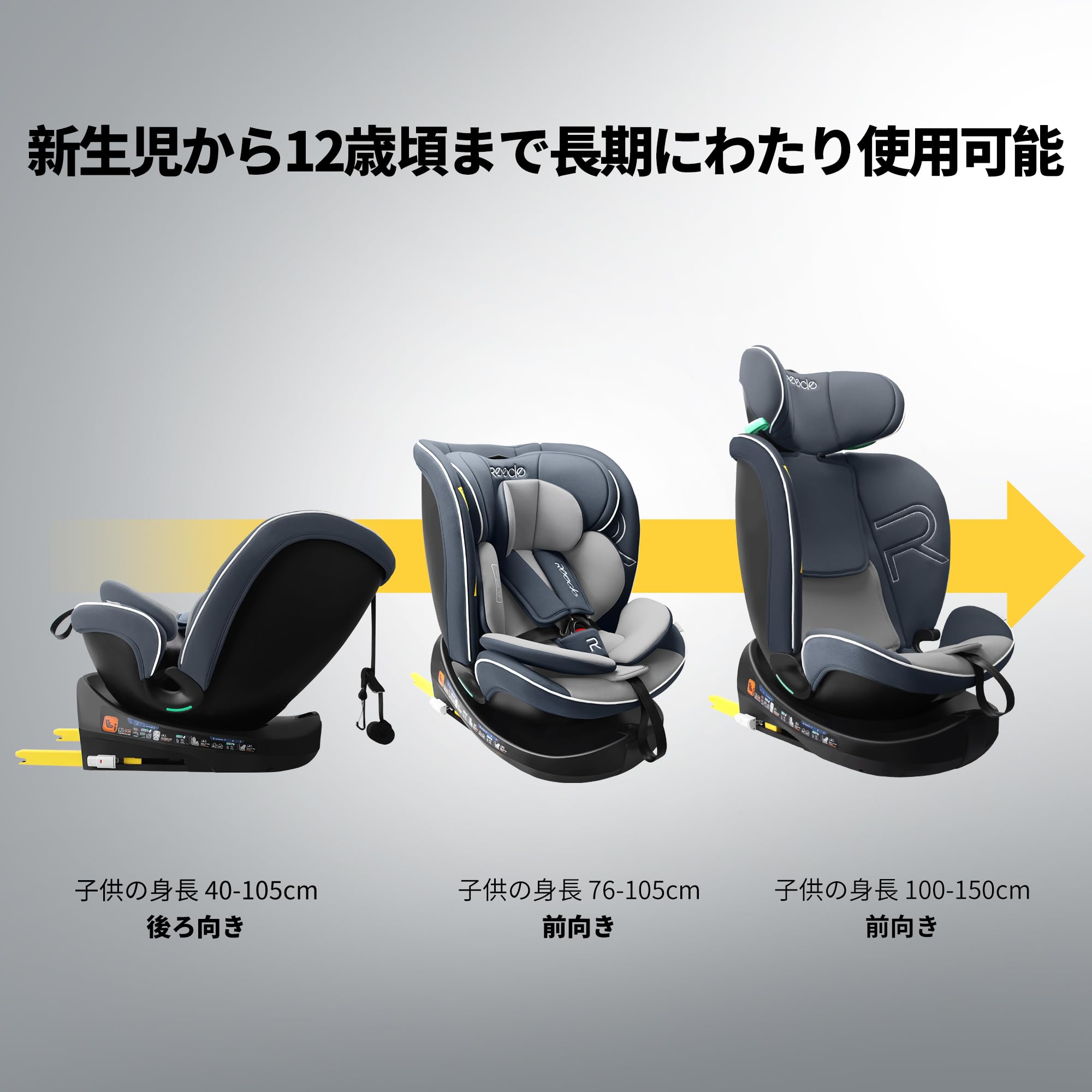 Amazon | Reecle チャイルドシート 360° 回転式 新生児~12歳頃 新安全