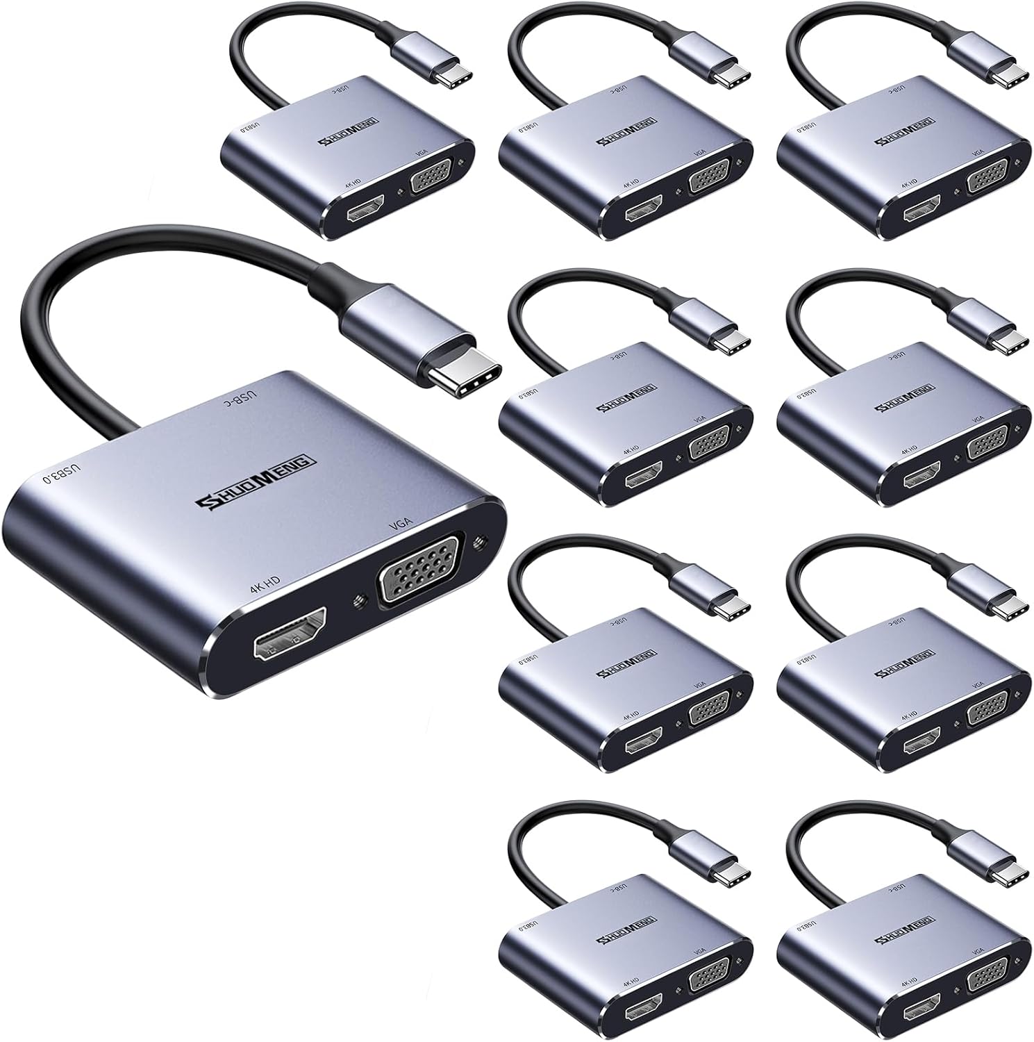 Shuomeng USB C to HDMI VGA Adapter, 4 in 1 USBC to HDMI