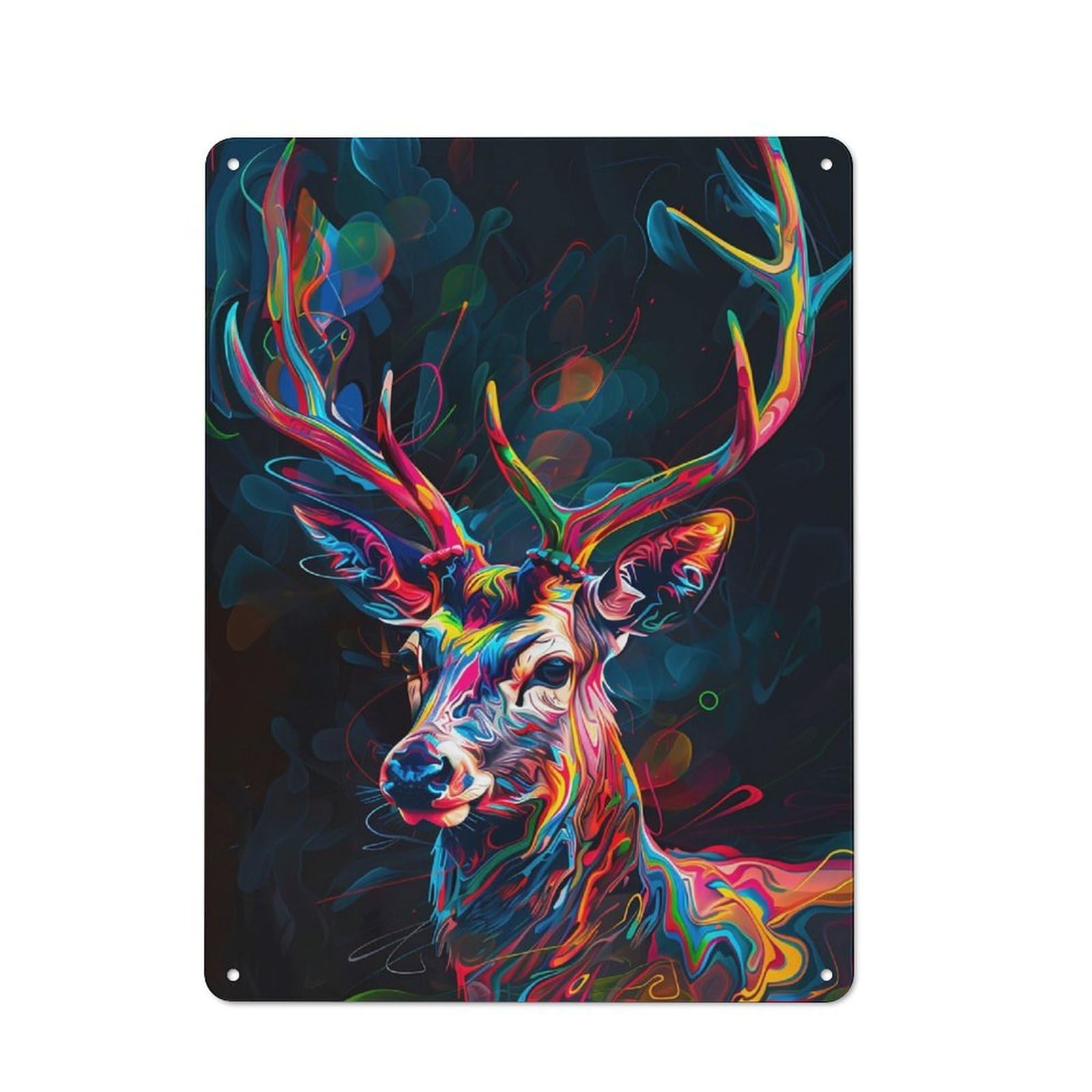Industrial Abstract Deer Tin Sign 40x30cm, Garage Wall Decor for Garage, Hobby Room, Office Or Man Cave