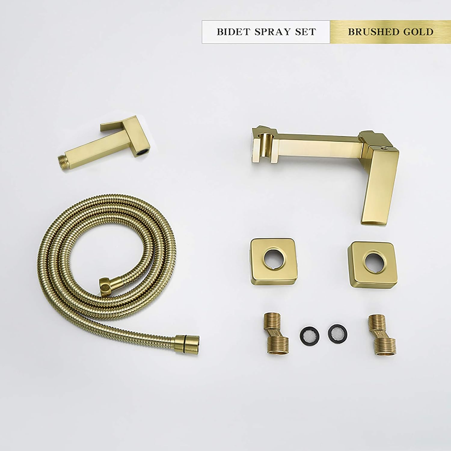 Handheld Bidet Sprayer for Toilet with Hot and Cold Water, Brushed Gold Portable Cloth Diaper Sprayer Kit Brass Bidet Sprayer Set Wall Mount Toilet Bidet Sprayer Kit for Personal H