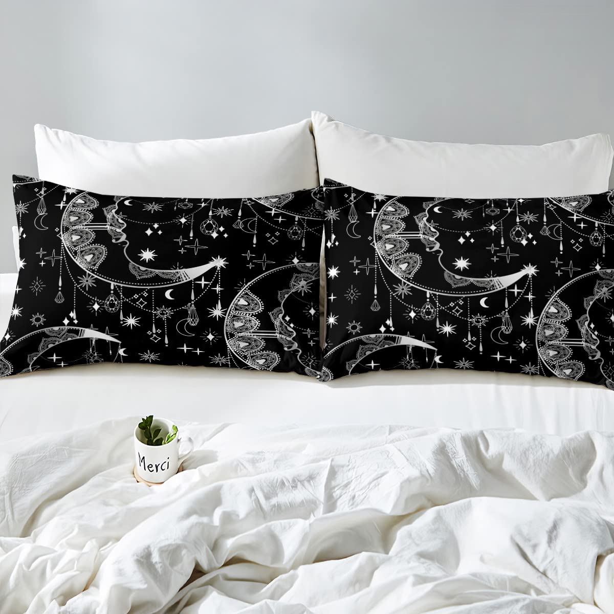 Set copripiumino in cotone con sole e luna, per ragazzi e ragazze, stile bohémien, set di biancheria da letto per letto singolo, motivo: galassia astrologia
