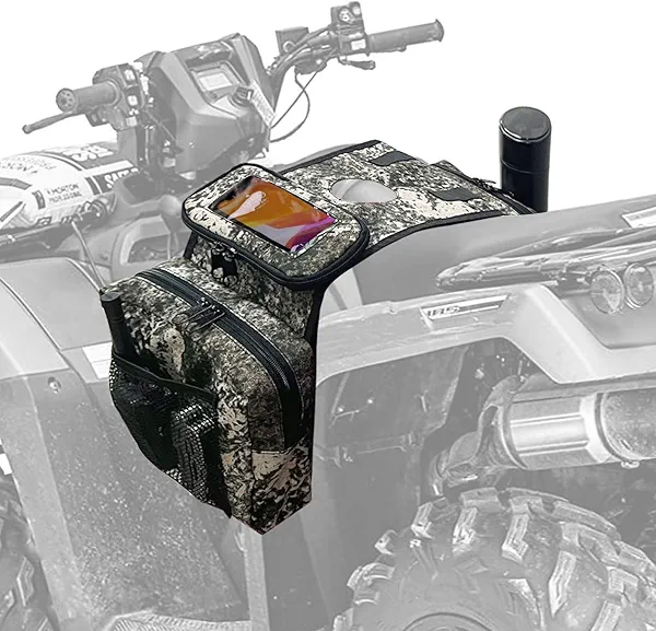 MYDAYS ATV Saddle Bag,Cargo Tank Phone Bag Storage Luggage for ATV UTV Snowmobile Motorcycle (Camo)