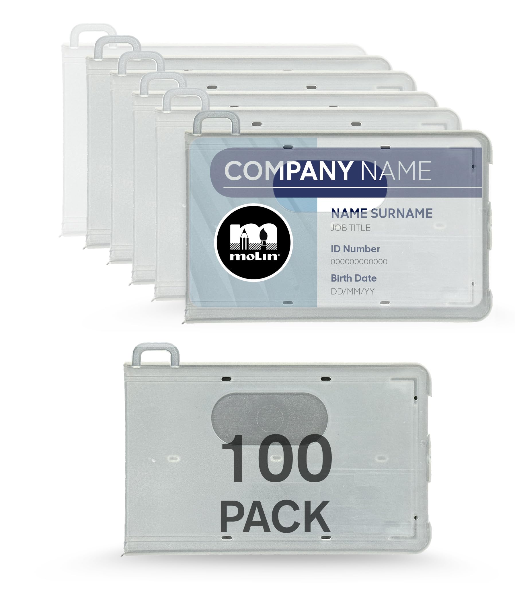 Molin - Tarjetero cerrado para tarjetas de identificación, ranura para el pulgar (100 unidades)