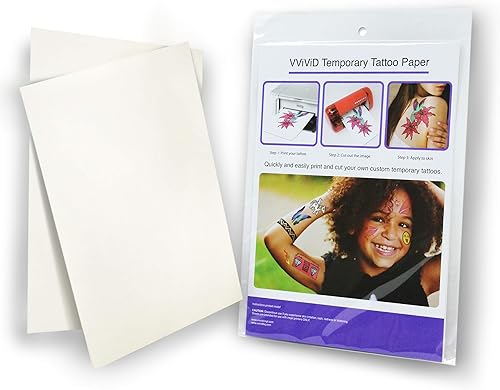 Miniatura 2 de VViViD Papel de tatuaje temporal de inyección de tinta imprimible fácil de aplicar, paquete de 2 hojas (paquete de 2 (4 hojas))