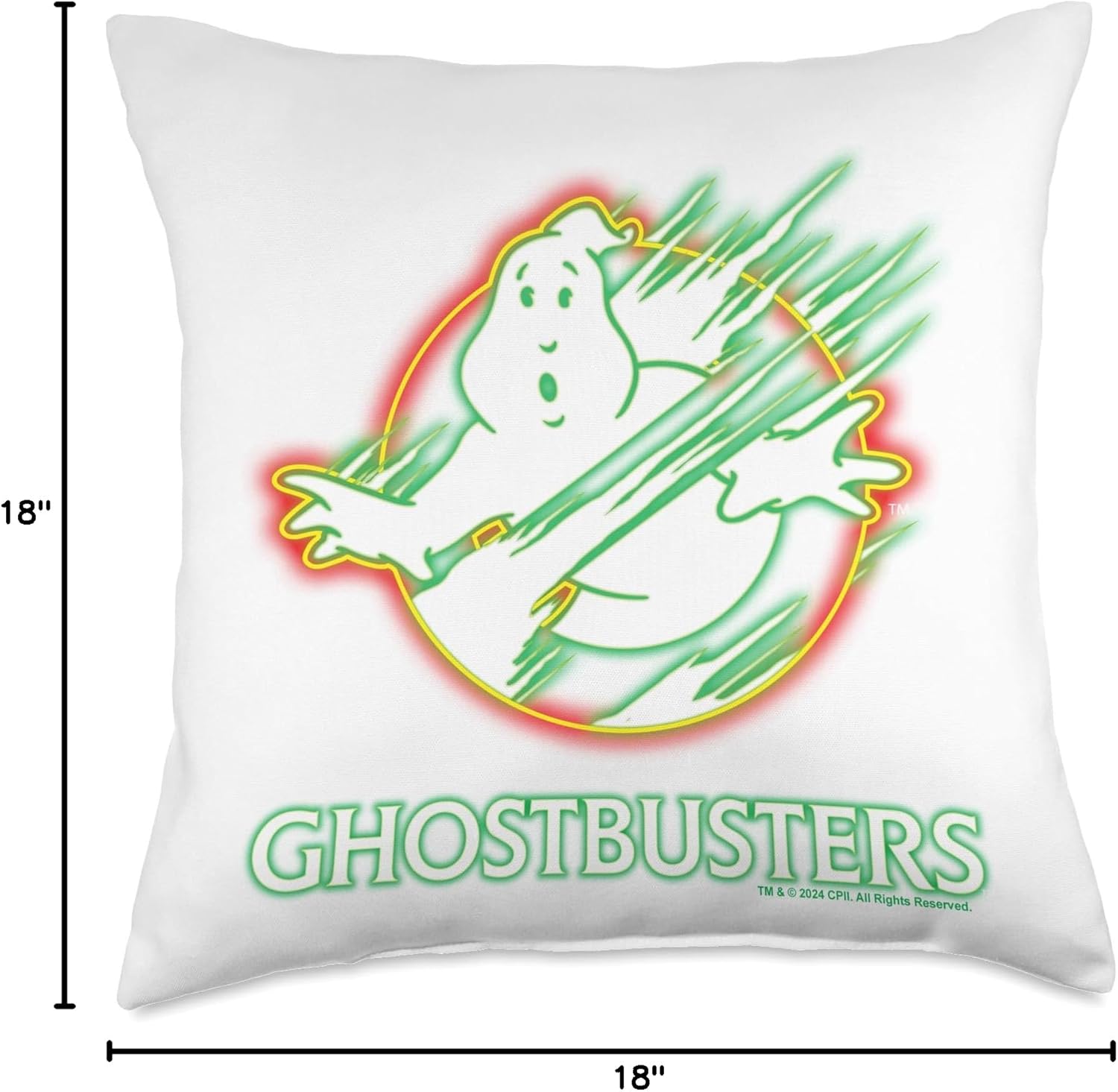 Ghostbusters 2 - Neon Ghost Logo Throw Pillow