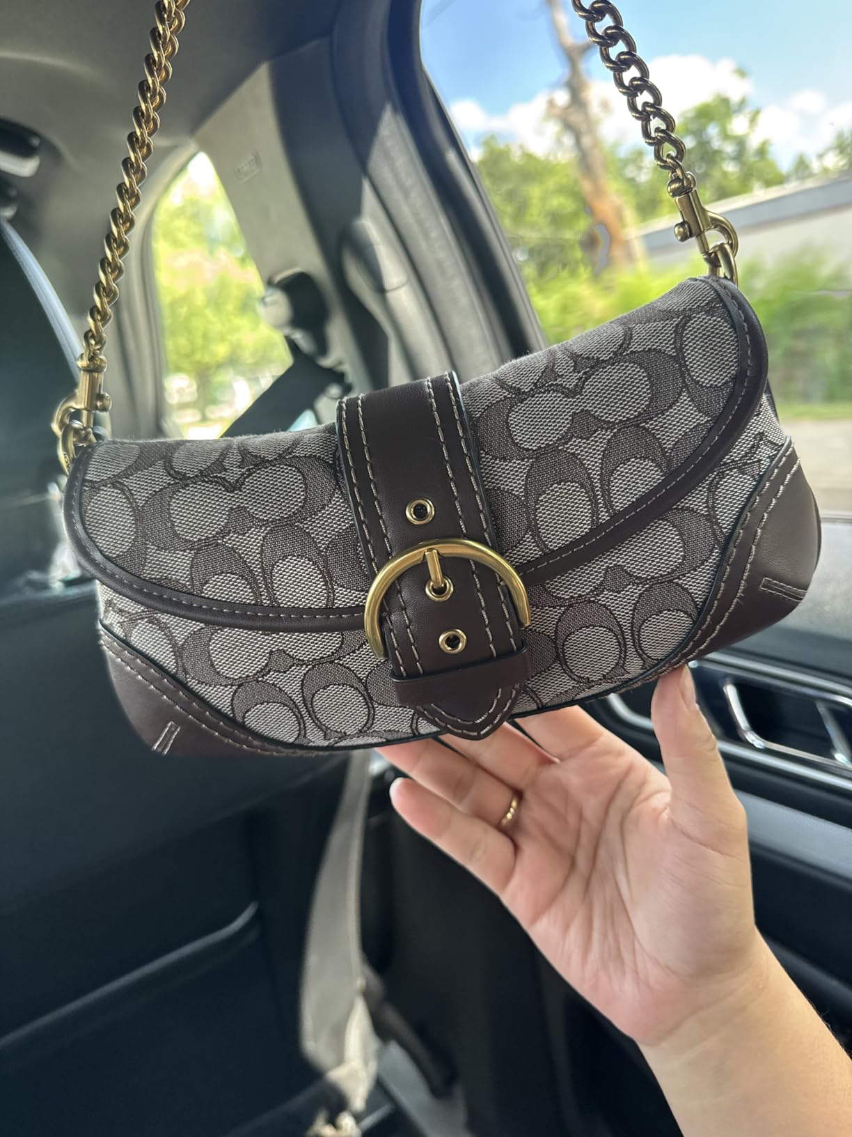 バッグ coach signature Flap Soho shoulder COACH Soho Signature Flap Shoulder Bag Pink Monogram Canvas