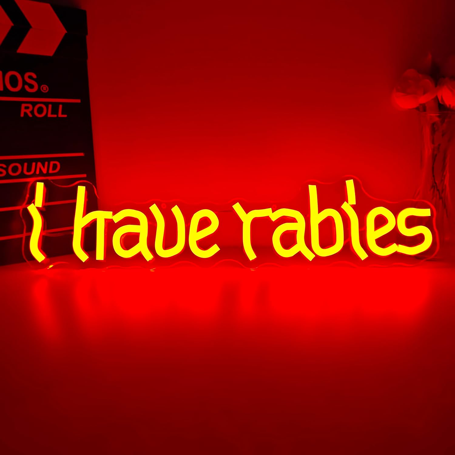 I Have Rabies Neon Sign for Wall Decor Gothic Led Neon Light Weird Light Up Sign for Dark Humor Unhinged Meme Bedroom Home Bar Club Wall Art Decoration Goth Lover Gift
