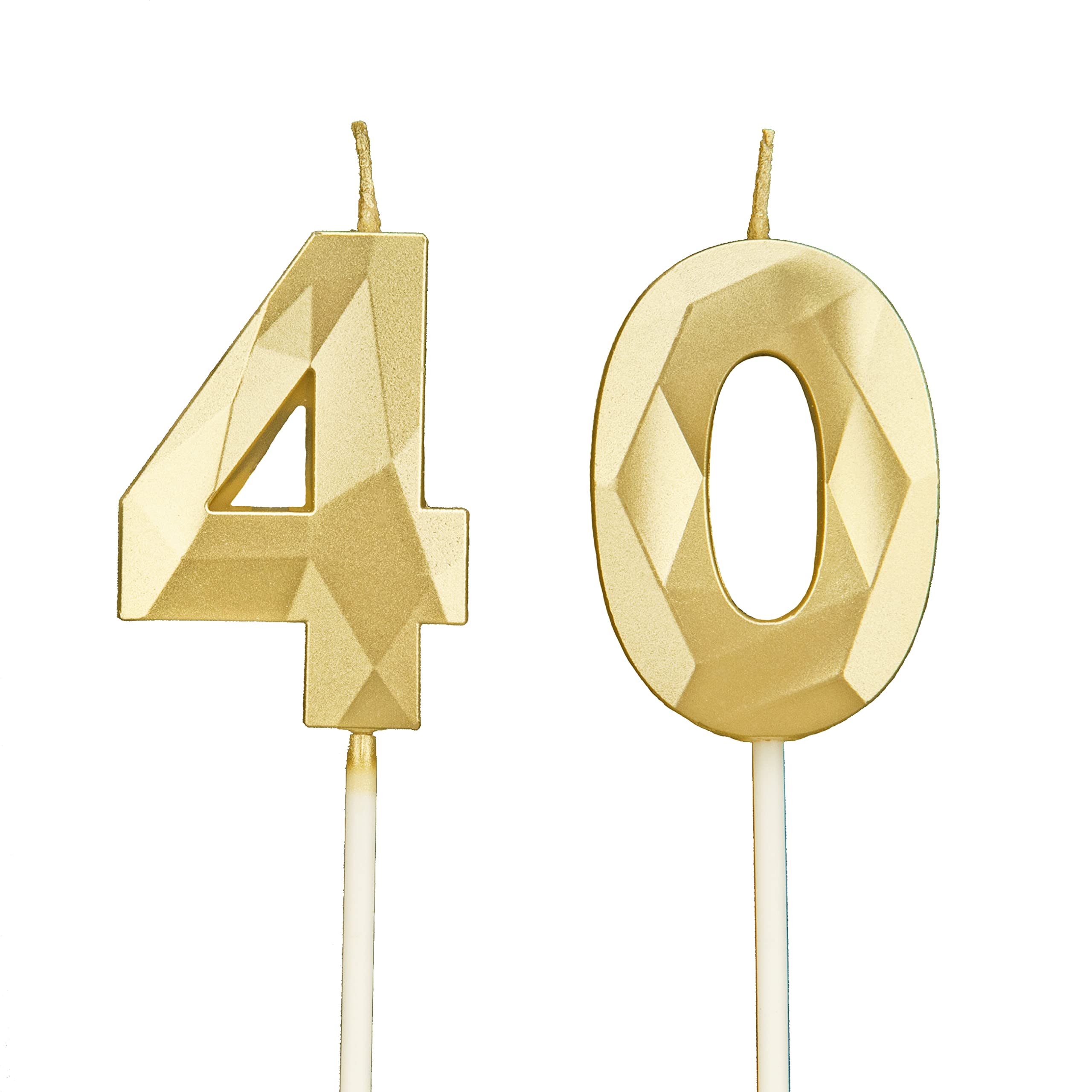 Dtxlx Men's Gold 40Th Birthday Candles, Number Candles Birthday Decoration, Happy Birthday Cake Toppers, For Birthday Parties Weddings Company Anniversaries (, 40)