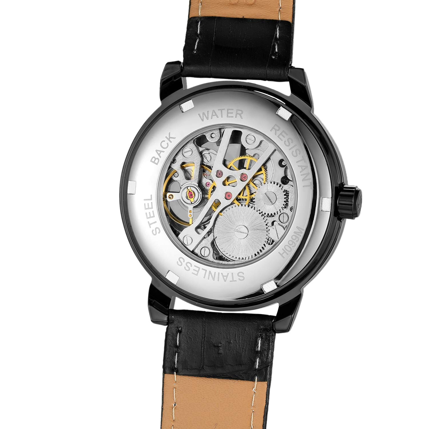 FORSINING Orologio da polso da uomo con cassa in lega di alta qualità, movimento meccanico, stile antico, alla, Nero e argento., Meccanico