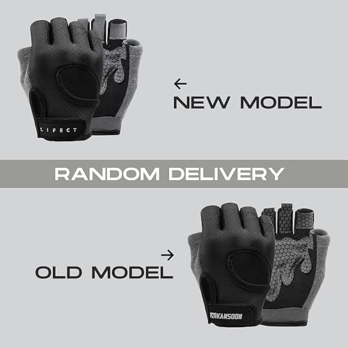 Miniatura 6 de LIFECT Guantes de entrenamiento transpirables esenciales, para levantamiento de pesas, guantes de ejercicio sin dedos con espalda abierta curvada,