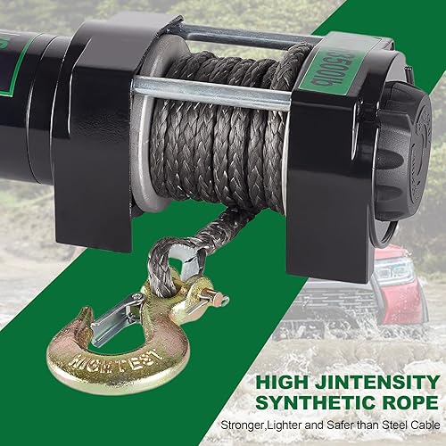 Miniatura 7 de Kit de cabrestante eléctrico de 3500 libras, impermeable, IP67, cabrestante eléctrico con control remoto inalámbrico, cuerda de cabrestante