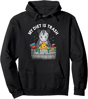 My Diet Is Trash Funny Sarcastic Possum Junk Food Humor Joke Pullover Hoodie
