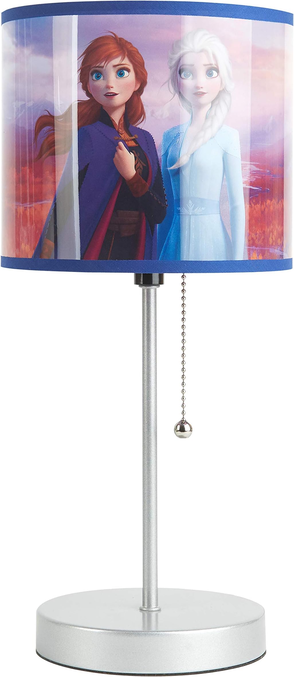 Frozen 2 Stick Table Kids Lamp with Pull Chain, Metal, Themed Printed Decorative Shade