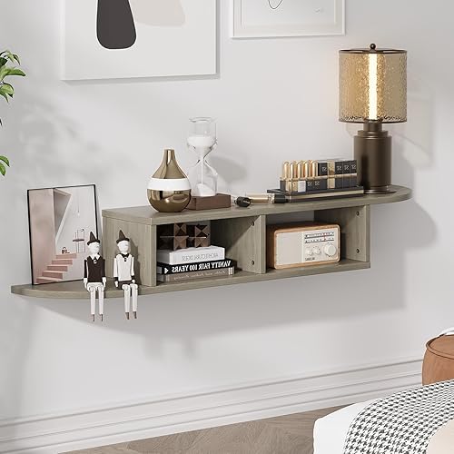 Miniatura 6 de 4 EVER WINNER Soporte flotante para TV, estante flotante de TV de 55 pulgadas con almacenamiento, soportes de TV modernos para sala de estar,