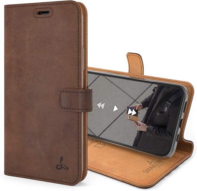Snakehive iPhone 11 Pro Vintage Wallet || Genuine Leather Wallet Phone Case || Real Leather with Viewing Stand & 3 Card Holder || Flip Folio Cover with Card Slot (Brown)