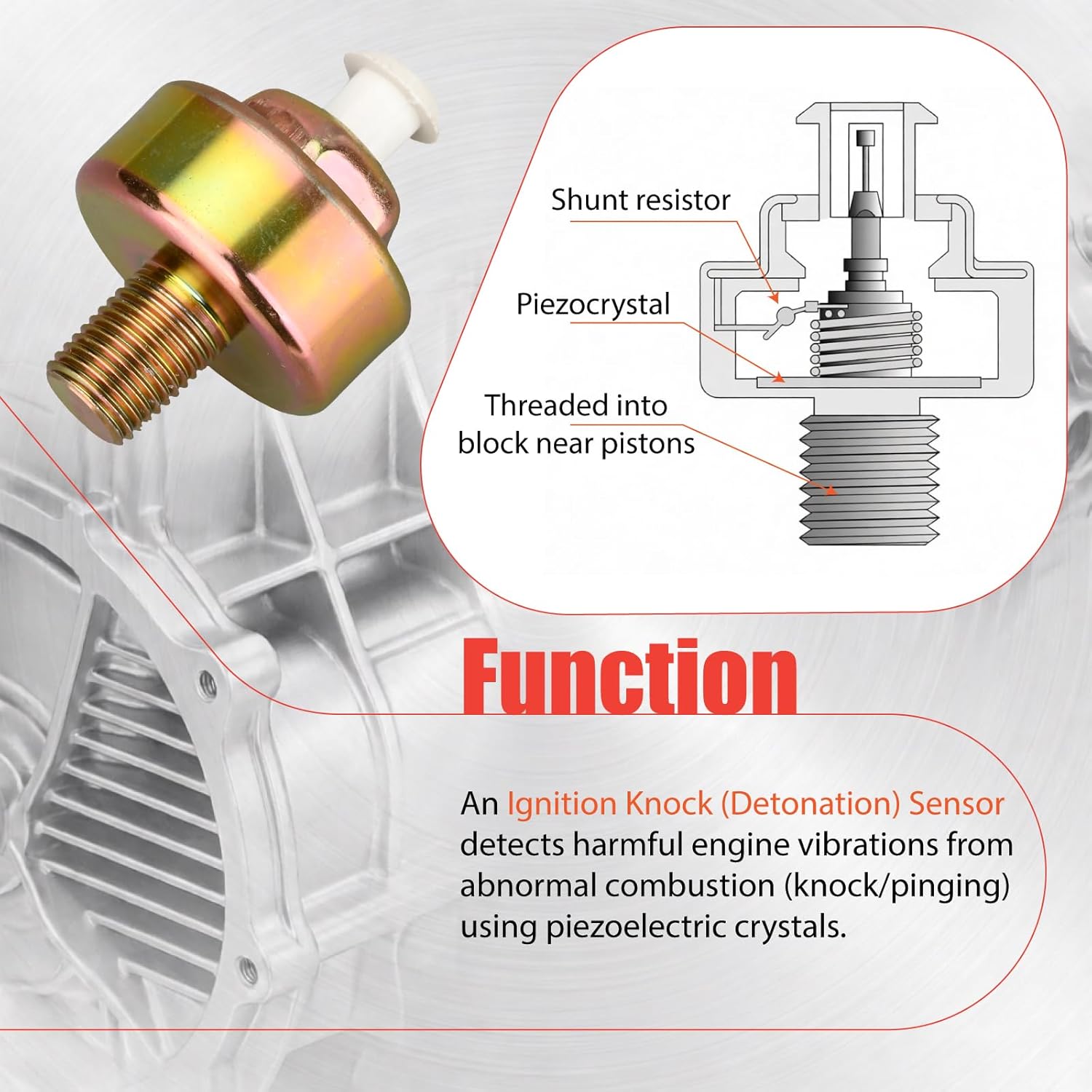 Ignition Knock Detonation Sensor Compatible with 4Runner Celica LS400 MR2 Pickup SC400 T100 Tacoma 89615-26010