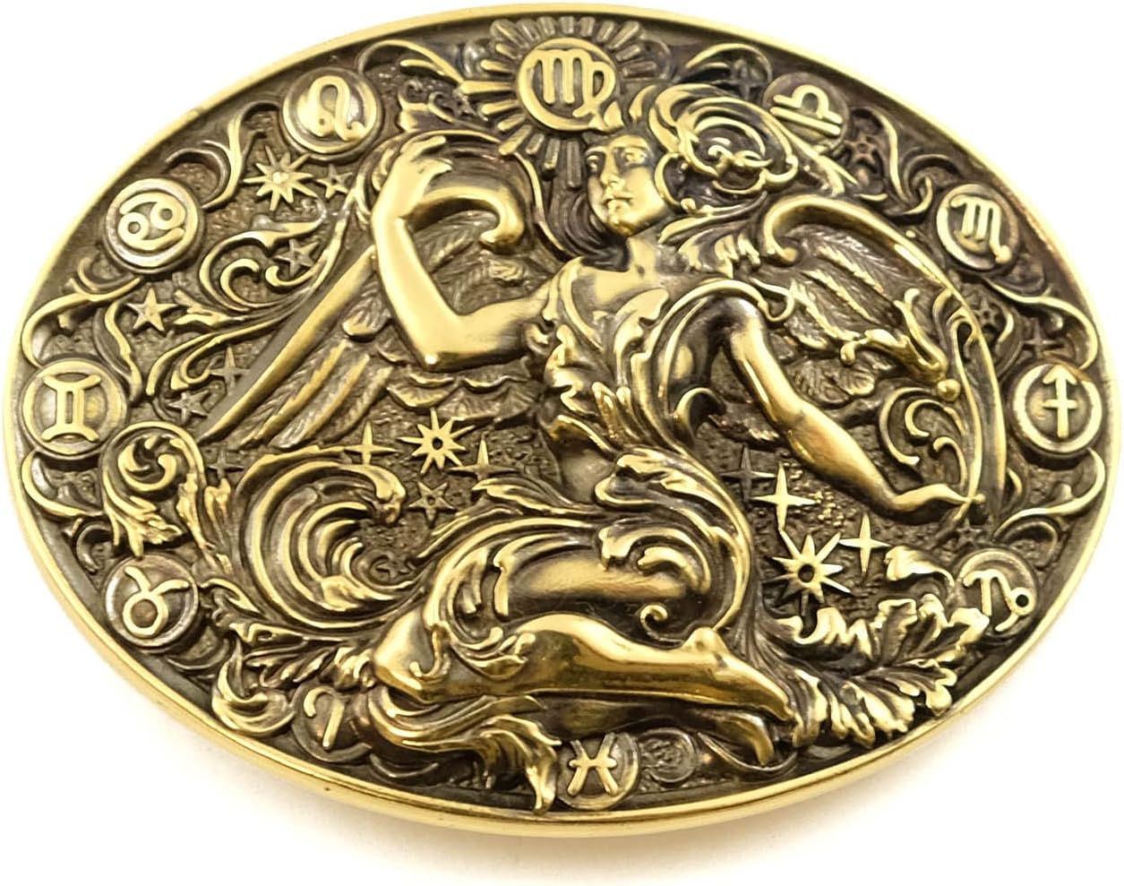 Virgo belt buckle, Virgin Horoscope Astrological Zodiac Sign solid brass belt buckle for casual belt for men and women
