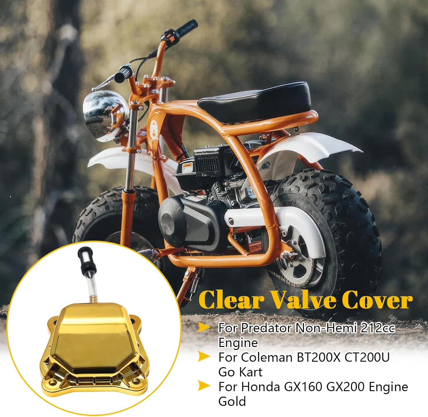 Valve Cover For Predator Non-Hemi 212cc Engine For Coleman BT200X CT200U Go Kart For Honda GX160 GX200 Engine Gold