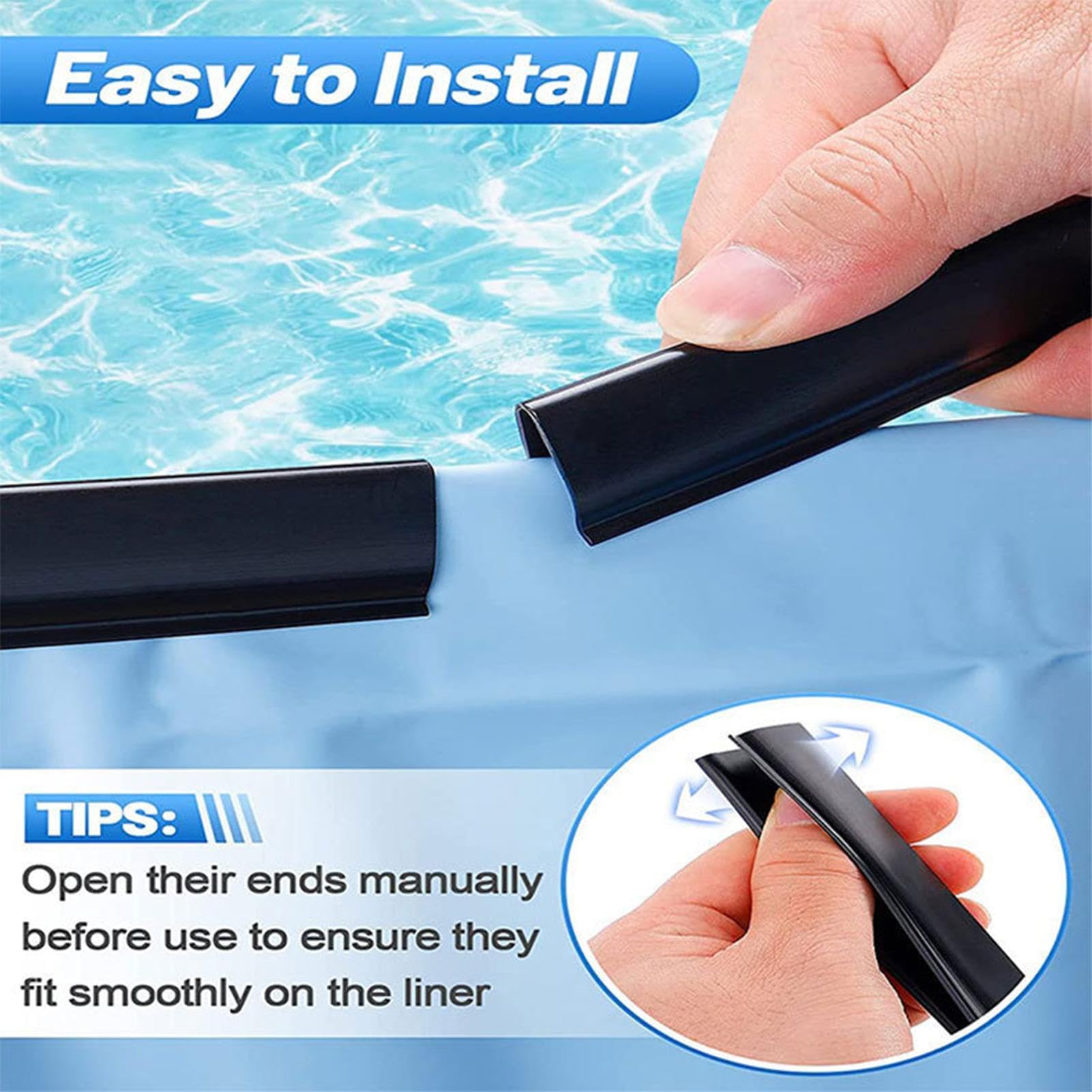 Generisch Set di 38 clip di fissaggio per bordo piscina | strisce sovrapposte per piscina, per giardino, cortile, prato, parco, cortile, parco giochi, sport acquatici e