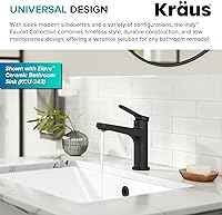 Vista 5 de KRAUS Indy - Grifo de baño en negro mate con mango único, drenaje emergente y líneas de suministro, KBF-1411MB
