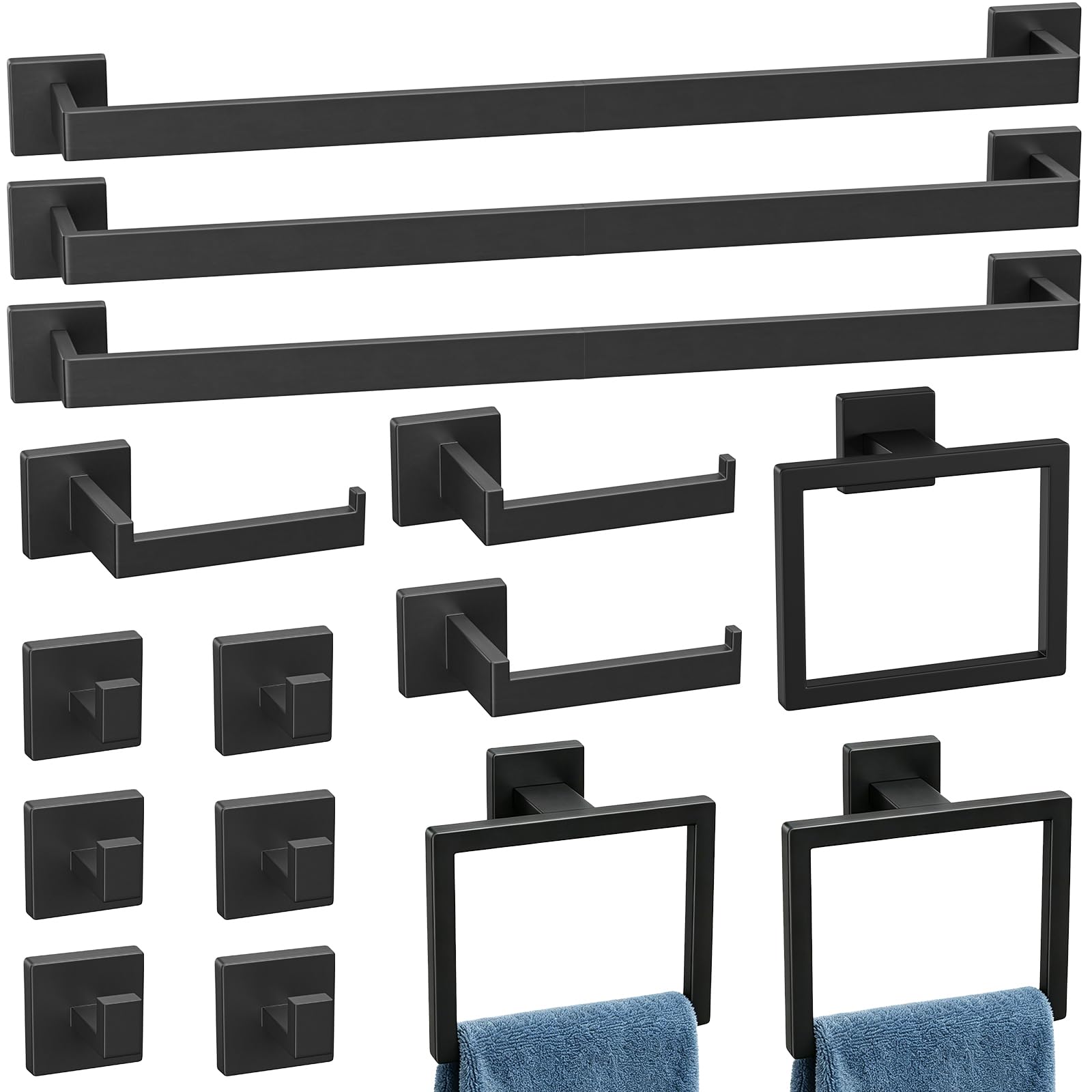 Luxbaro 24 Inch Matte Black Towel Bar, Square Base, Total Length 26-Inch — Amazon image 8