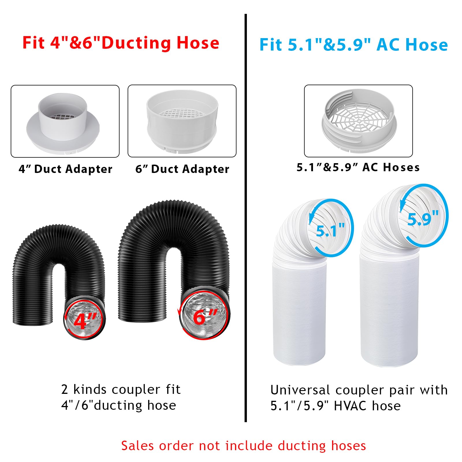 Fensterkanal-Set, Trockner-Fenster-Lüftungs-Set, passend für 10,2 cm / 15,2 cm Luftführungen und 13 cm / 15 cm Schlauch, tragbare verstellbare Schiebefensterdichtungen für HVAC-Kanäle,