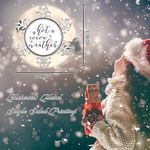 Vista 36 de Adorno de Navidad de metal, feliz año nuevo, recuerdo de Navidad, copos de nieve, adornos de Navidad, citas divertidas, adornos de árbol de Navidad