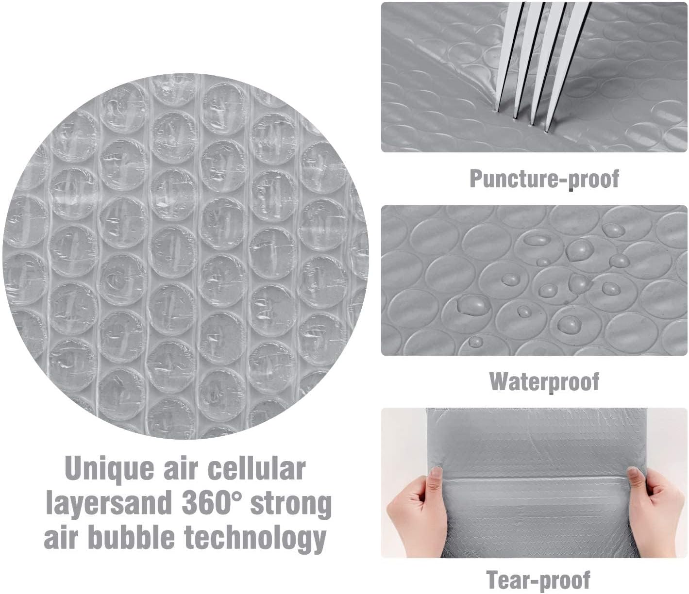 HBlife 75Pcs Bubble Mailers, 6x10 Inches Self Seal Gray Poly Mailers, Padded Envelopes Shipping Bags Packaging for Small Business