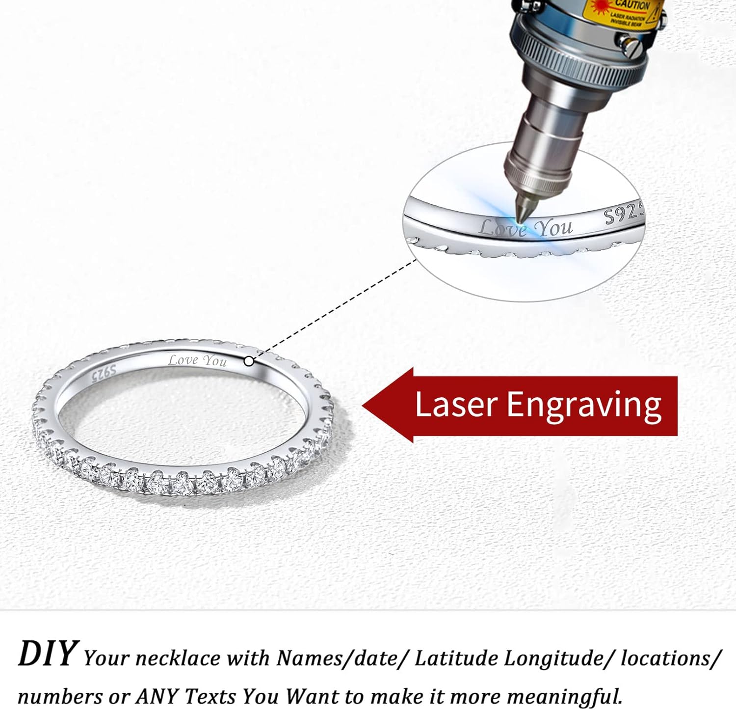 ChicSilver Personalized 2MM 925 Sterling Silver CZ Cubic Zirconia Stackable Ring Eternity Wedding Engagement Band for Women Size 4-12, Silver/Rose Gold Plated - Image 3