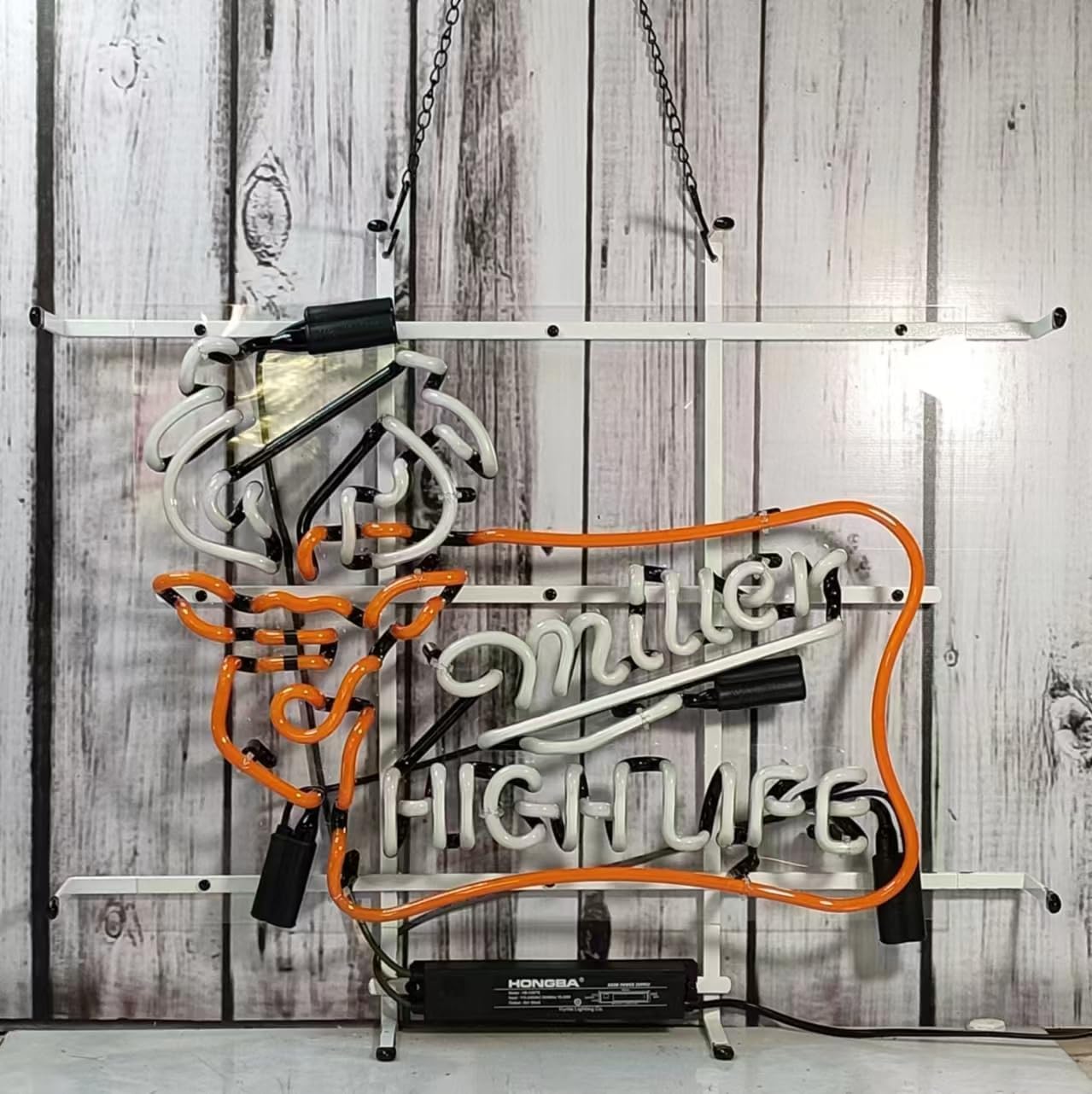 Handmade Real Glass Neon Tube Beer Compatible for Miller High Life Outdoors Deer Buck Stag Neon Signs For Home Bar Wall Decor Artwork Wedding Decor Neon Birthday Party Gifts 24 X 20 Inches - Image 2