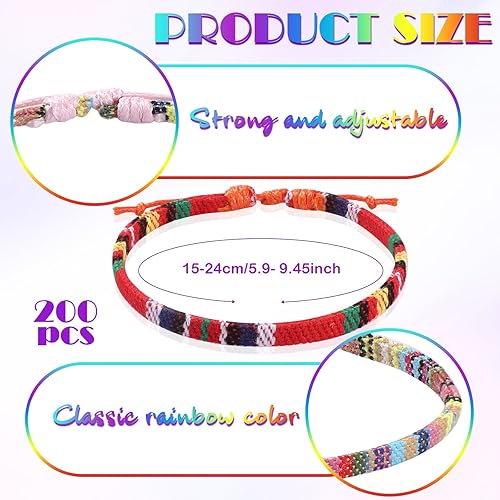 Miniatura 2 de Kigeli 200 Pcs Boho Surfer Bracelets for Men Women Unisex Handmade Braided Bracelet Adjustable Surfer Ankle Waterproof Beach Bracelet String Rope
