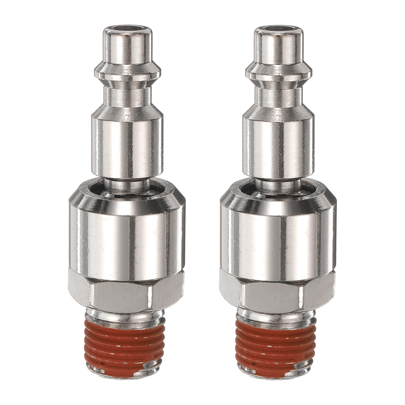 HARFINGTON 2pcs Swivel Air Plug 1/4" NPT Male Thread 1/4" Body M Industrial Type Swivel Coupler Plug Air Hose Fittings Connector