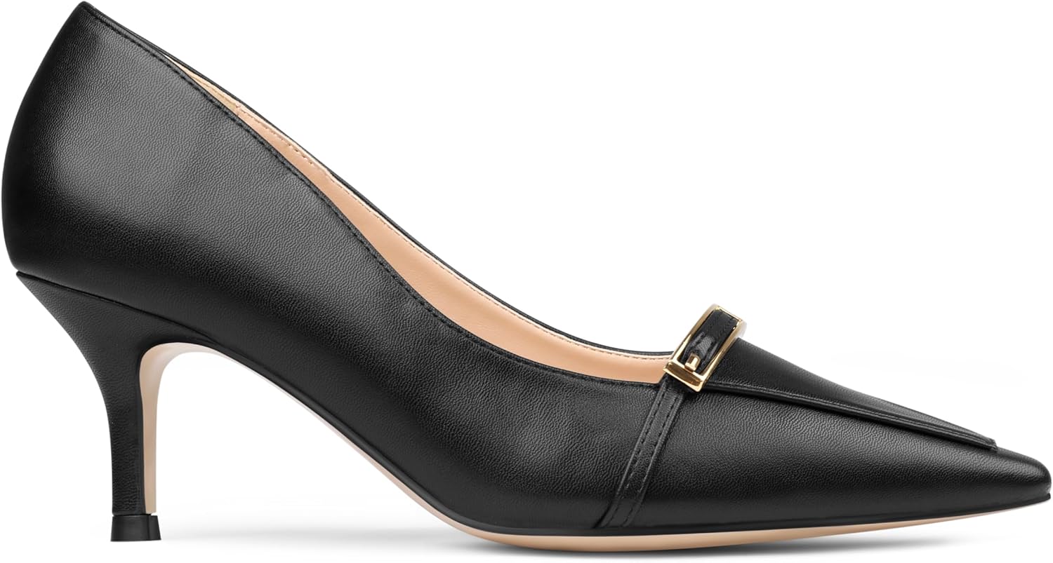 COLETER Women's Kitten Heels Pointed Toe Low Heel Pumps Comfortable Office Wedding Dress Shoes - Image 7