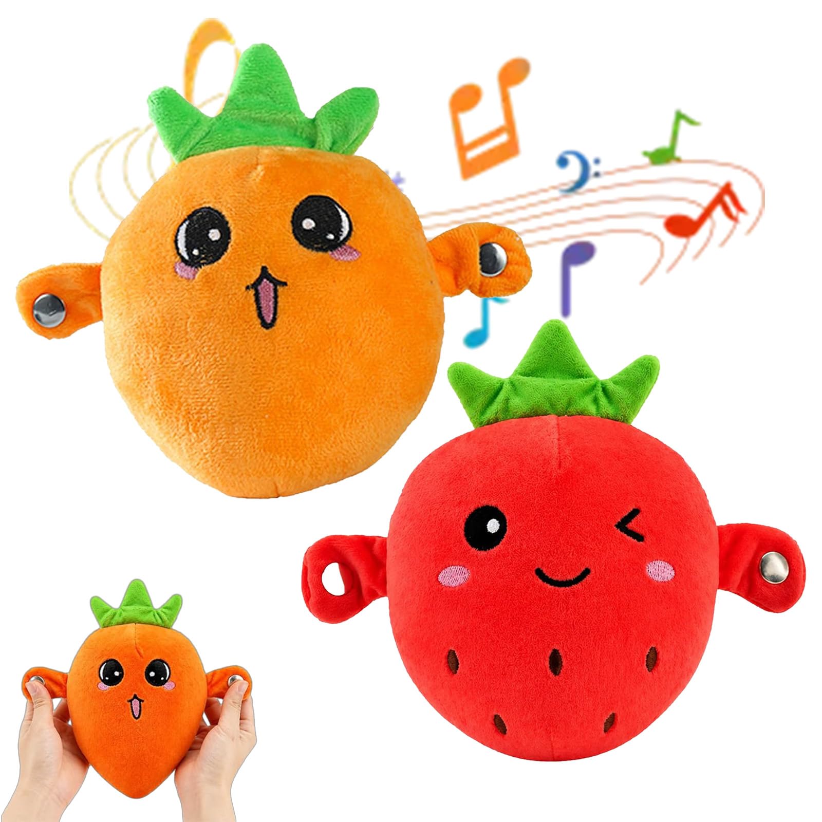 2026 New Interactive Music Plush Toy, 24cm Soft Interactive Banana Toy, Touch-Sensitive Fruit Plush with Sound Features, Induction Singing Sensory Toys for Kids Early Education Play Fun (2C)