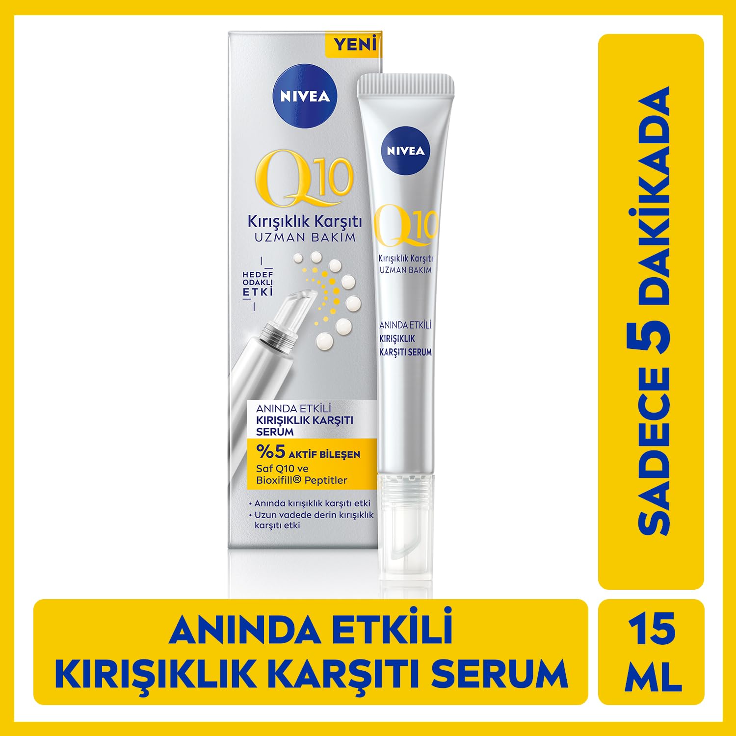 NIVEA Q10 3 Adımlı Kırışıklık Karşıtı Bakım Seti,Gündüz Kremi,Cilt Serumu ve Gece Kremi 50 ml