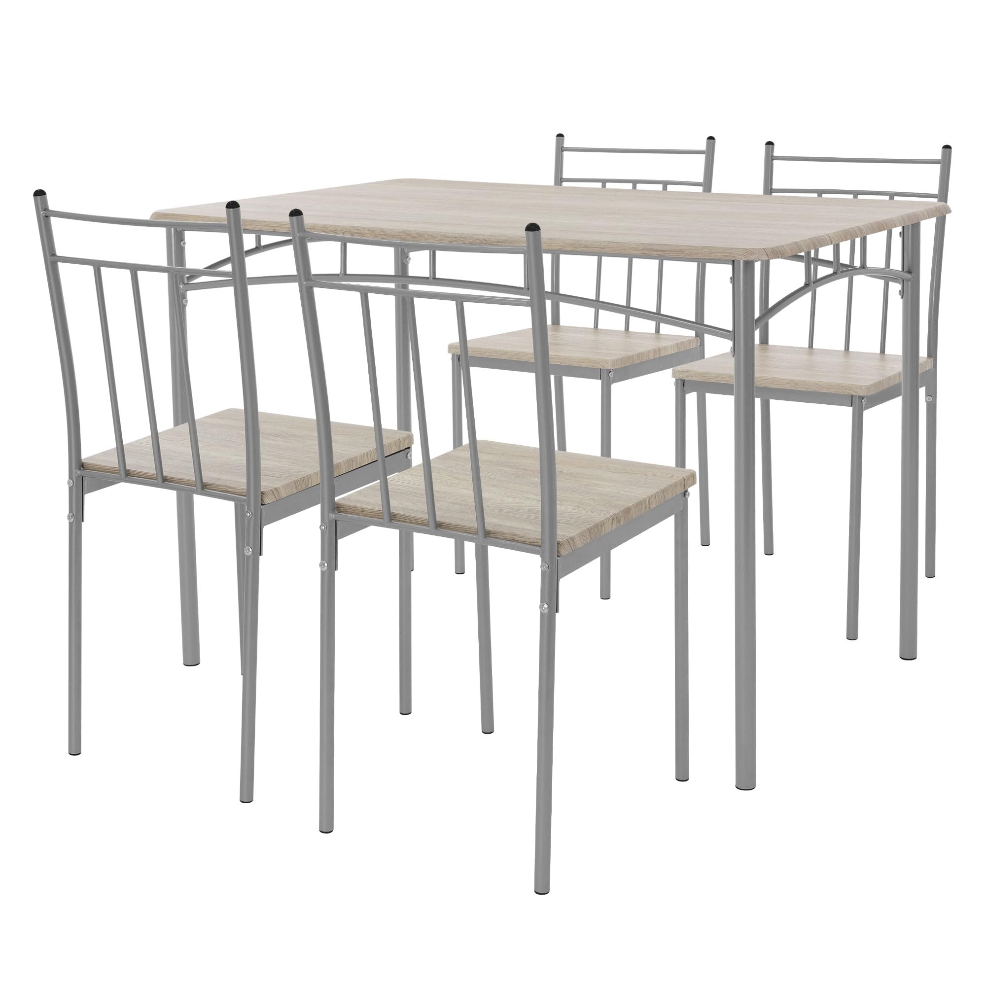 Esstischgruppe 5-tlg mit 4 Stühlen – Eiche hell, Tisch 110×70×75 cm