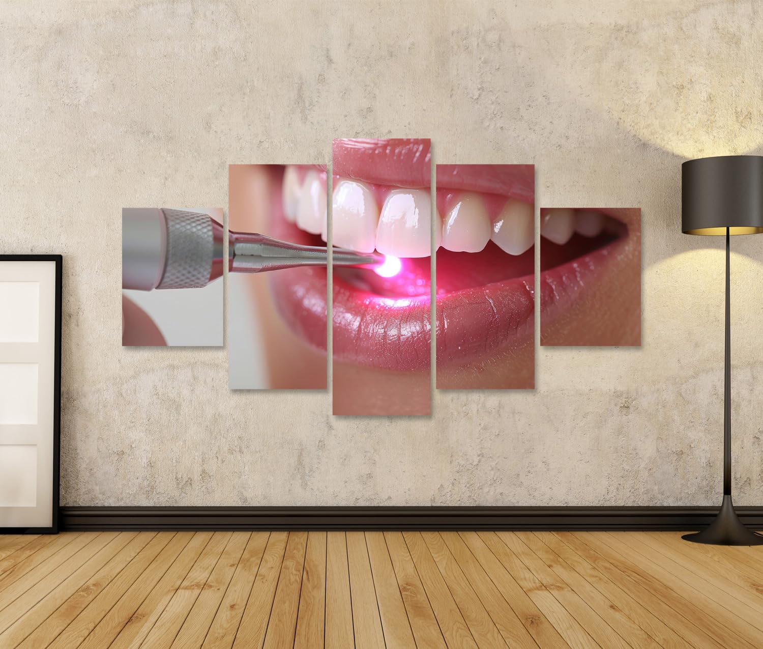 islandburner Quadro su tela sbiancante dei denti con tecnologia LED dal dentista per il bagno paziente studio dentistico Immagini da parete Poster