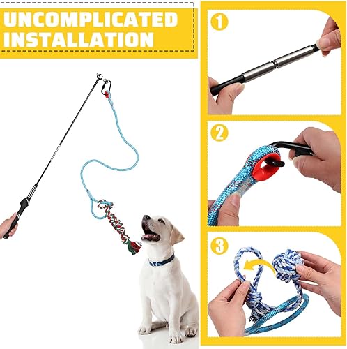 Miniatura 2 de Leyndo 7 piezas de poste de coqueteo para perros con 6 postes de coqueteo de repuesto, juguetes de dentición para cachorros pequeños y medianos