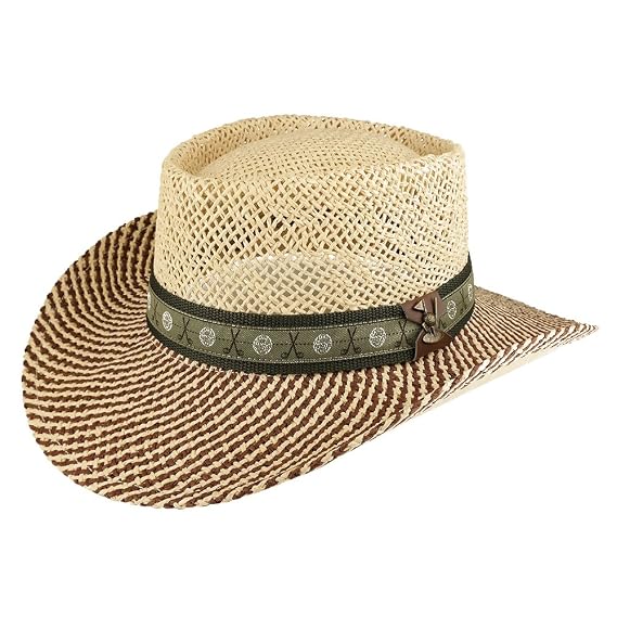 Men's Straw Wide Brim Gambler Hat with 
