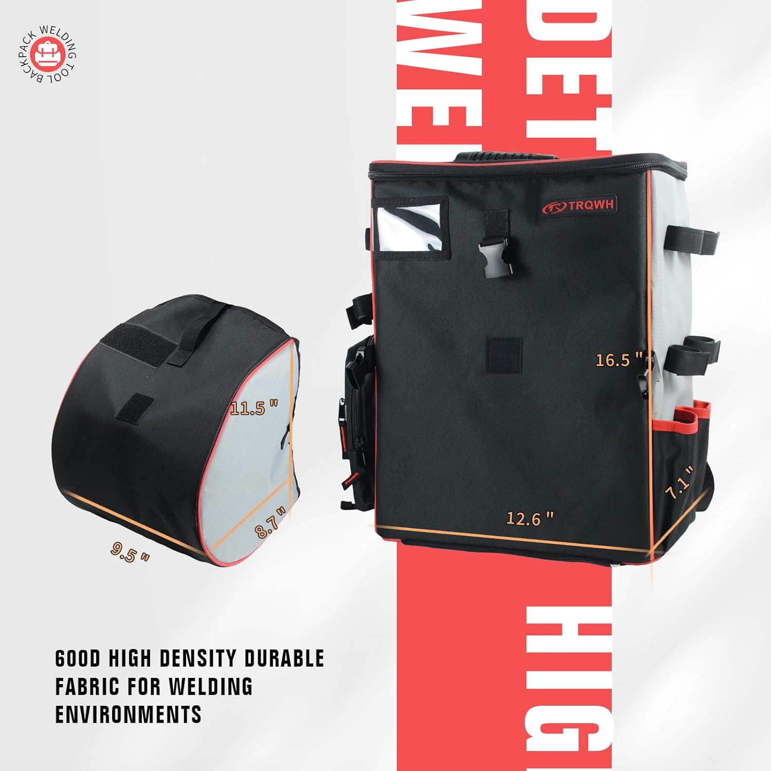 TRQWH Welding Backpack for Men Waterproof Reinforced Bottom Large Capacity Extreme Gear Pack with Helmet Catch Multipurpose Welding Tools Backpack - Image 3