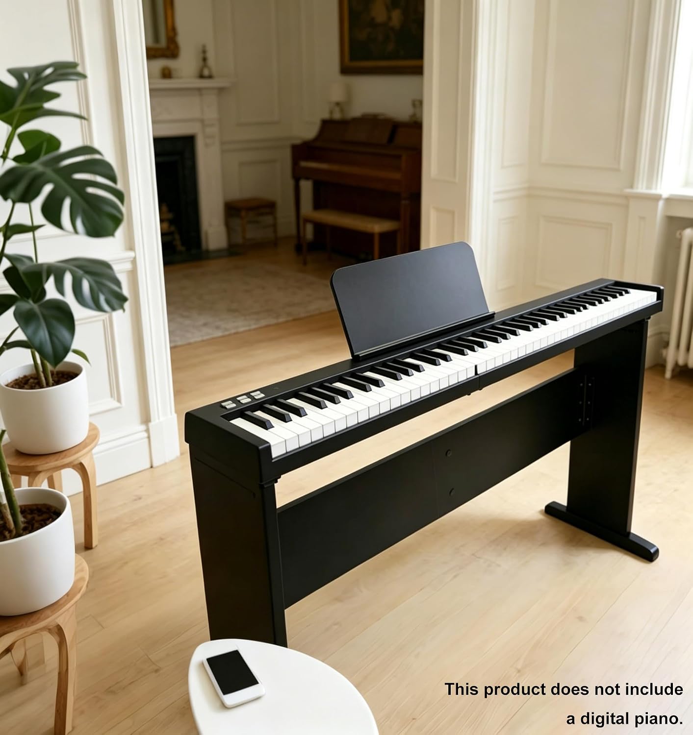 Universal Wooden Piano Stand for Digital Pianos, Adjustable Width Digital Piano Desk, Keyboard Stand Compatible for 76/88 Keys Piano, Black