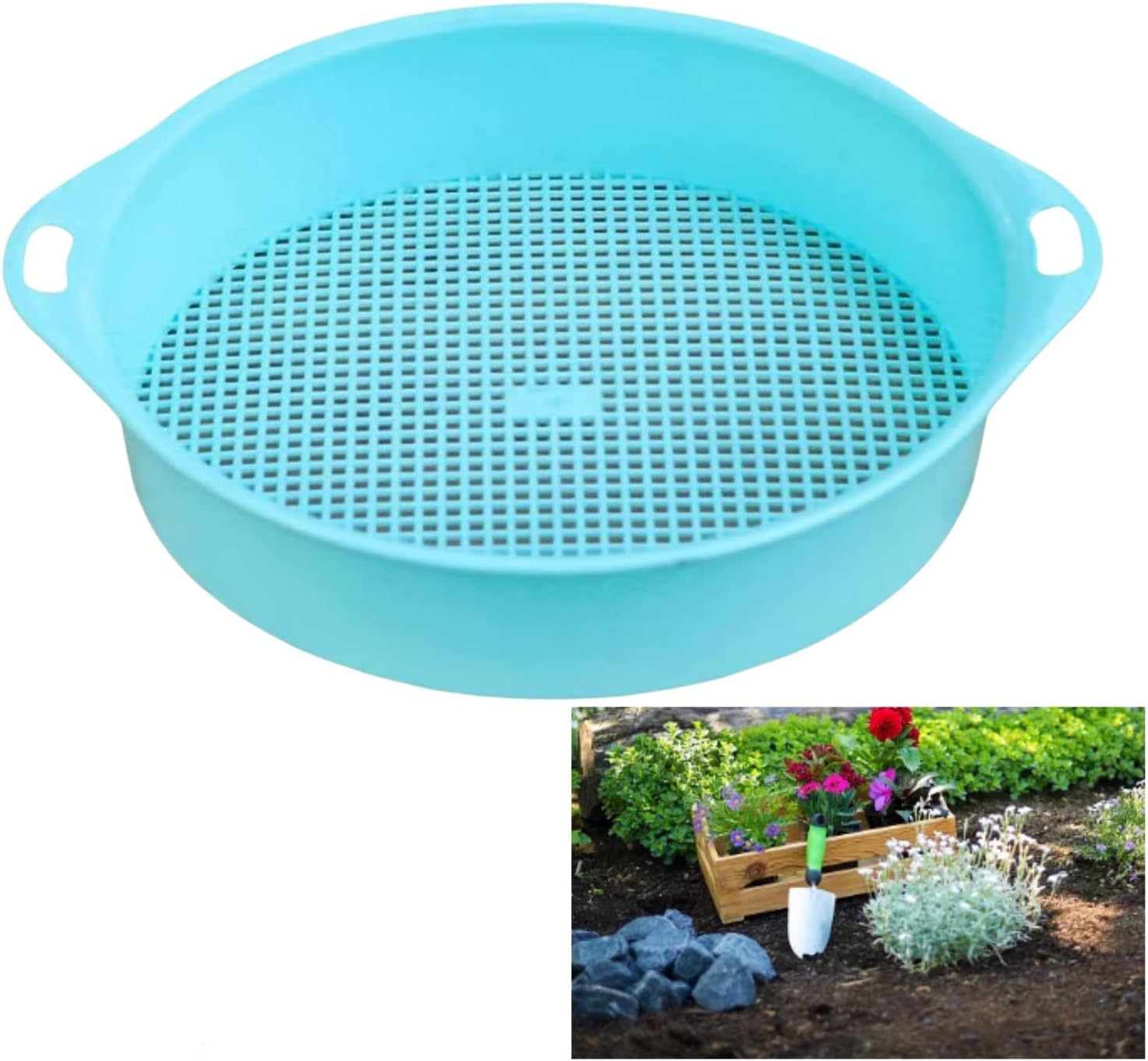 Dirt Sifter for Gardening, Sieve Pan Sand Sifter Soil Sifter 3mm PP