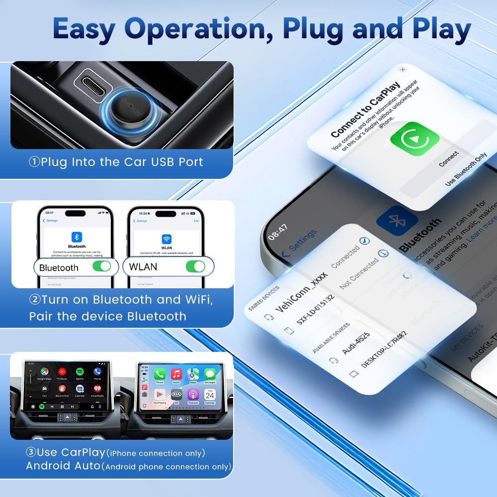 CarlinKit MINI Ultra 3 Wireless CarPlay Adapter - for with OEM Wired Cars - The Smallest Looks - The Simplest to use - Convert Wired to Wireless
