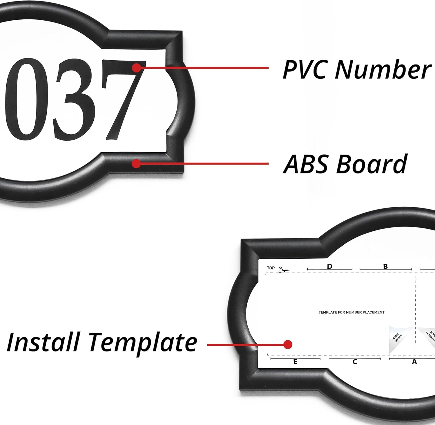 16"x9.8" ABS Address Number Sign, Includes 4 Inch 0-8 PVC Number Stickers & Mounting Screws, Wall Mounted House Address Plaque for 4-5 Digits