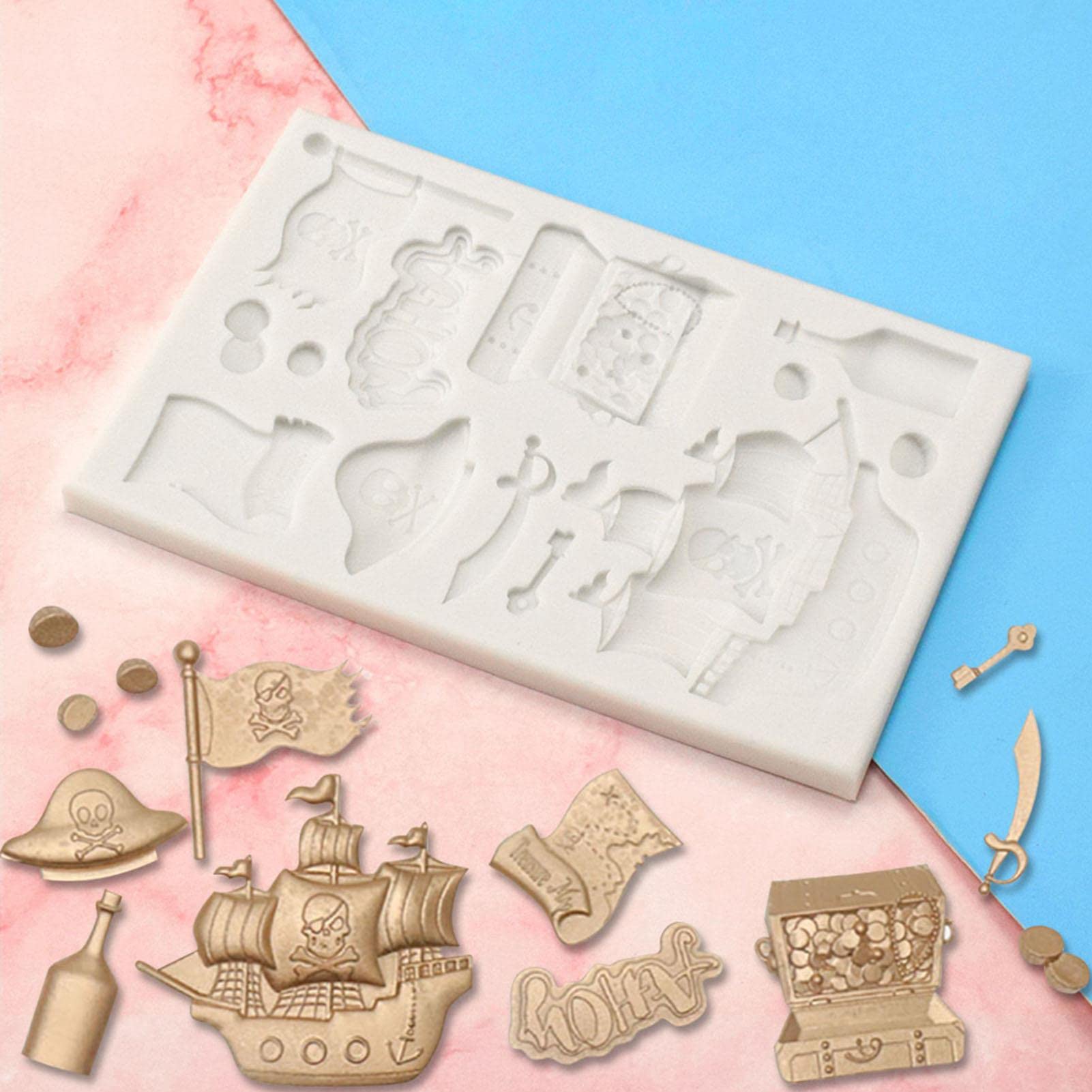 2 Stampi In Silicone Per Halloween A Forma Di Teschio Pirata - Perfetti Per Cioccolato, Ghiaccio, Muffin E Decorazioni Fai-da-te - 5