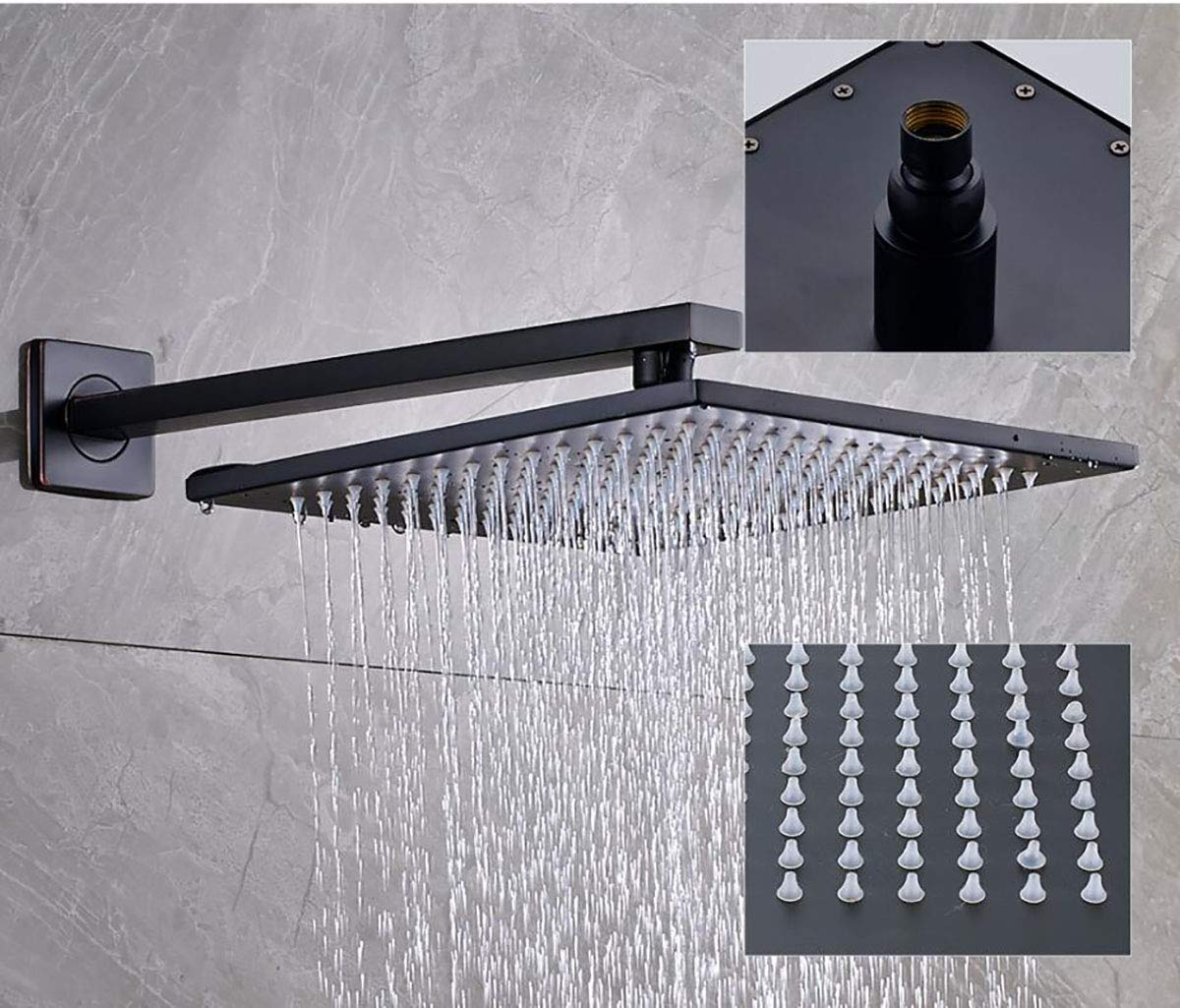 Rubinetti per Doccia a Scomparsa Neri Set 12 "Soffione Doccia a Pioggia in Ottone Miscelatore monocomando Doccia per Bagno