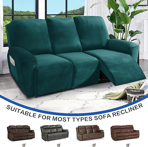 Vista 96 de MAXIJIN - Funda para sillón reclinable de terciopelo de 4 piezas, elástica, afelpada, gruesa y suave, con bolsillo lateral (camello)