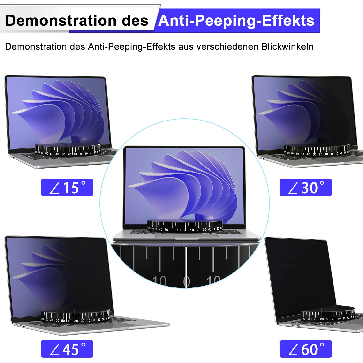 Makinda Magnetisch privacyfilter 14 inch 16:9, laptopschermfolie, compatibel met HP/Dell/Acer/Lenovo/Thinkpad, afneembaar, anti-spion/blauw licht, bescherming voor laptop