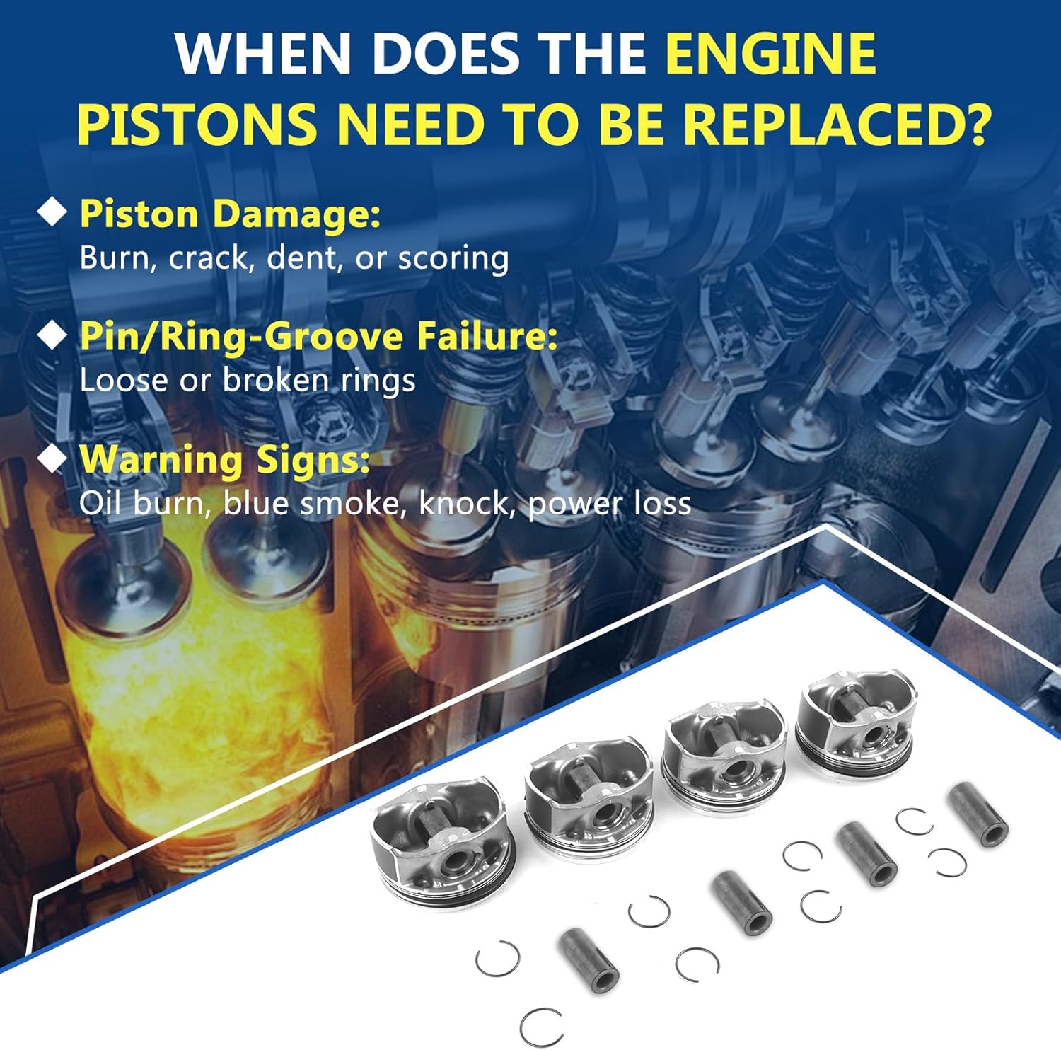 06K107065AG Engine Piston Ring Set 4pcs Pistons Rings Fits for VW Golf R Arteon Passat for Audi S3 TTS Skoda Seat 2.0 TSI TFSI CJX CYF DJH DNU Engine, Replace OE 06K107065CJ, 06K107065C